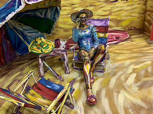 צילום סלפי של דוגמנית דנה גולדסמן בביתן חוף אשדוד של ציירת אנה קוגן IMTM TLV