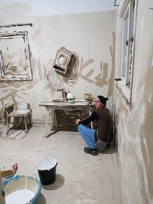 ציירת אנה קוגן מוזיאון פופ אפ 2020 תחילת עבודה
