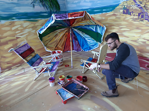 הצוות של ציירת אנה קוגן בונה ביתן חוף אשדוד IMTM TLV