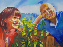 ציור אקריליק על קנבס של זוג מאושר על ידי אנה קוגן