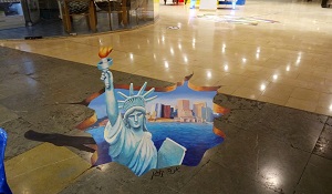צילום מדבקת רצפה תלת מימד של פסל החירות ללא אנשים